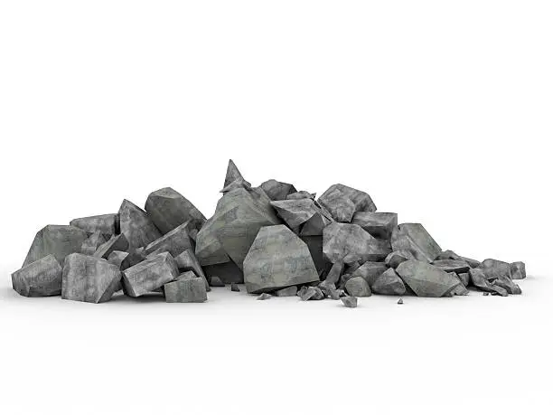 3d image of concrete rubble on white