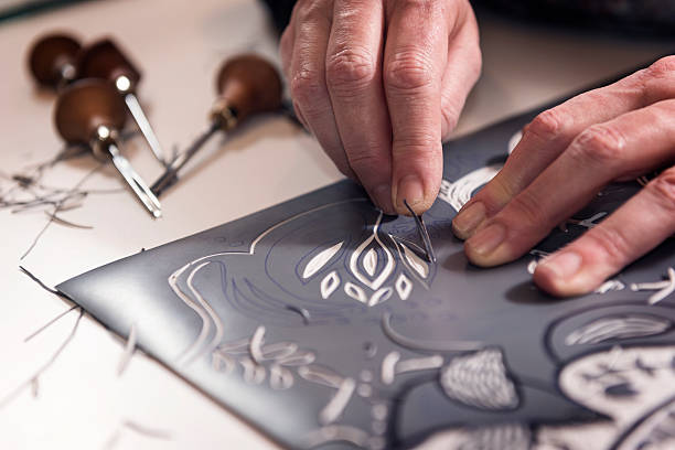 Close Up of a Printmaker Artist At Work
