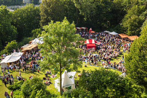 Celebration with tents and people in Bielefeld