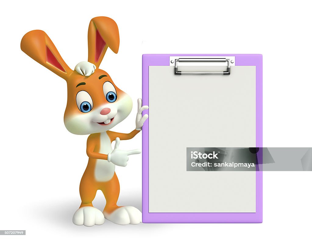 Lapin de Pâques avec le bloc-notes - Photo de Blanc libre de droits