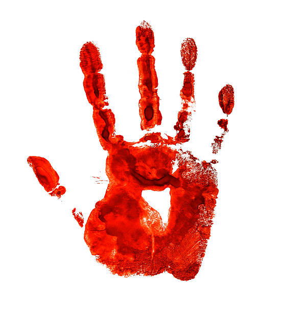 istock Bloody handprint isolated on a white background 507207959