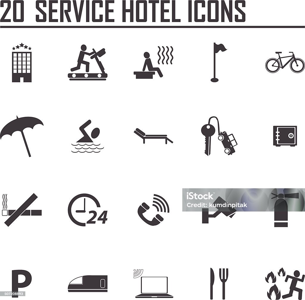 20 サービスホテルのアイコンを設定します - 24時間のロイヤリティ��フリーベクトルアート