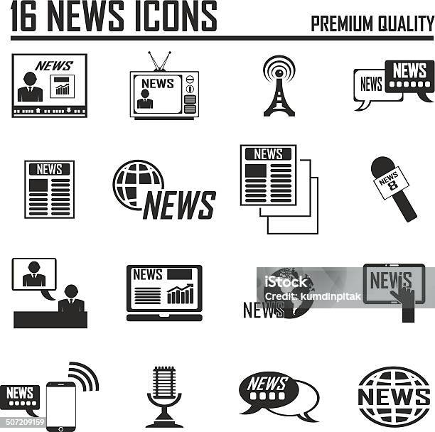 News 아이콘 세트 검은색에 대한 스톡 벡터 아트 및 기타 이미지 - 검은색, 공중, 글로벌 비즈니스
