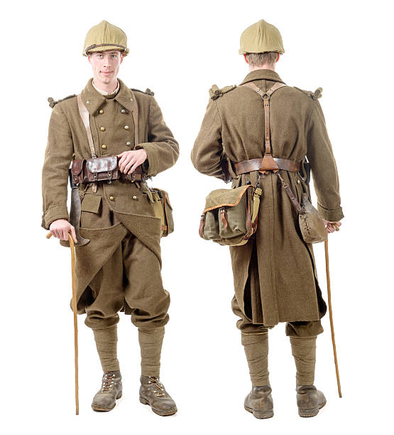 istock French soldier in 1940's uniform, viewed from  front and back 507209274