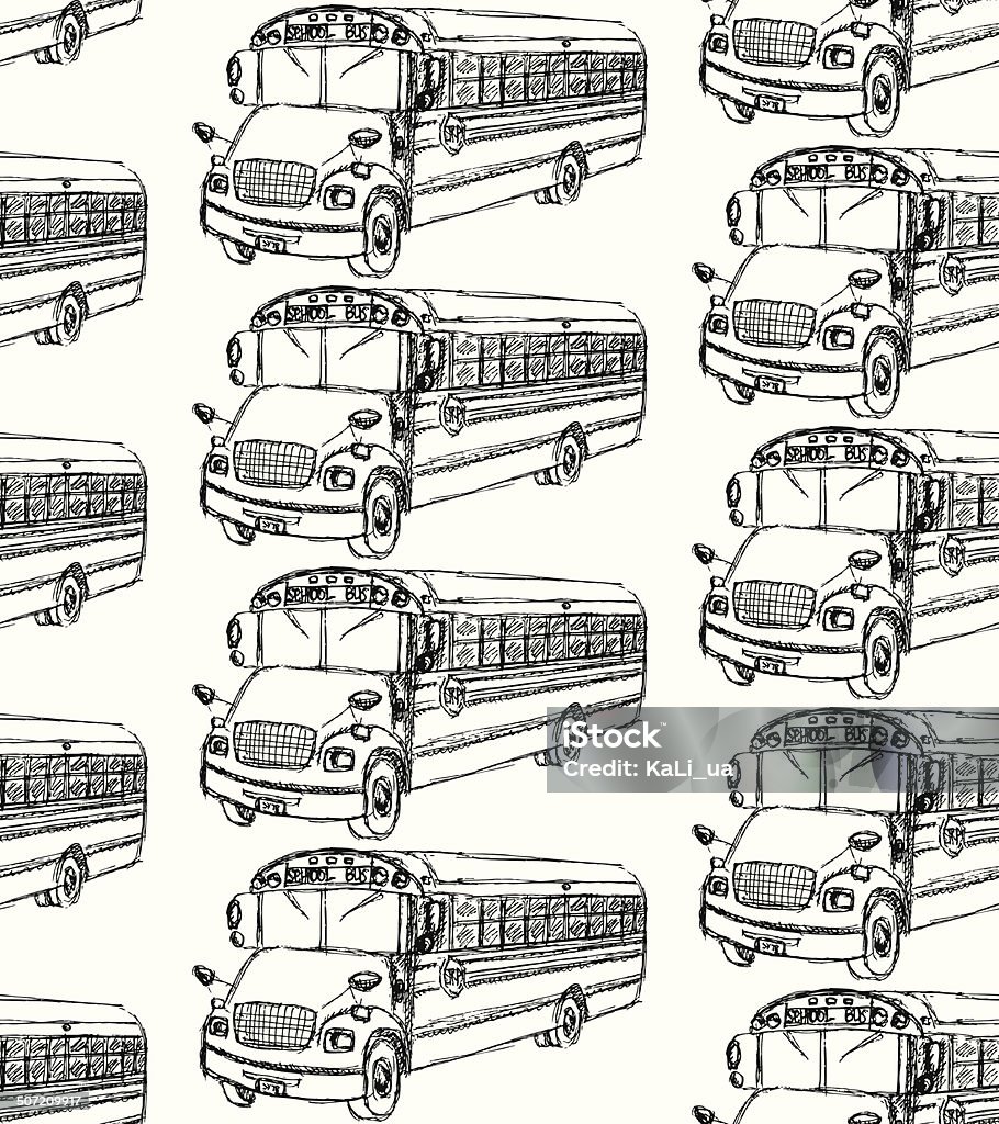 Эскиз Школьный автобус в винтажном стиле - Векторная графика Автобус роялти-фри