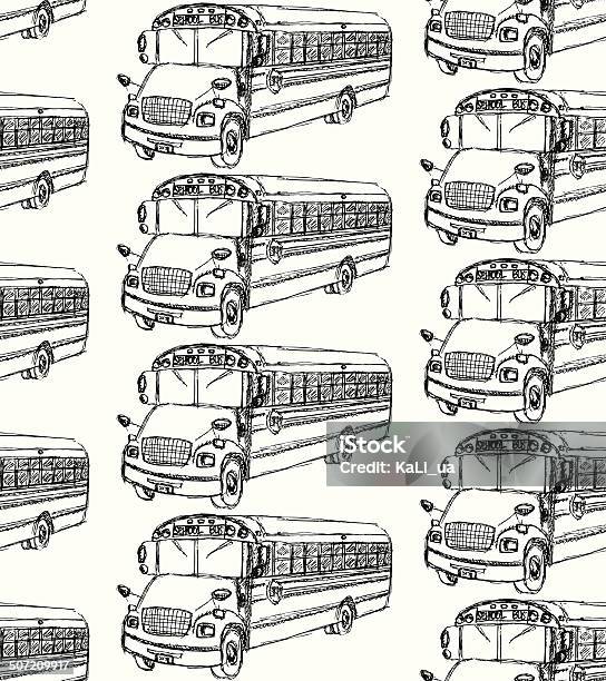 Эскиз Школьный Автобус В Винтажном Стиле — стоковая векторная графика и другие изображения на тему Автобус - Автобус, Векторная графика, Детство