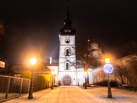 The Poor Clares Monastery in night. Stary Sacz, Poland.