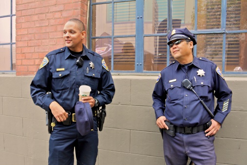 San Francisco, USA - September 10, 2011: San Francisco Police at Ghirardelli Square chocolate festival