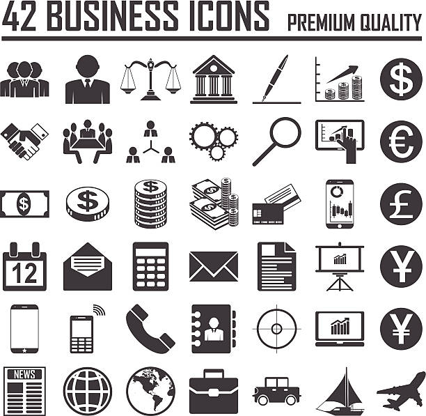 Bекторная иллюстрация 42 бизнес Иконки набор.  Премиум Quality