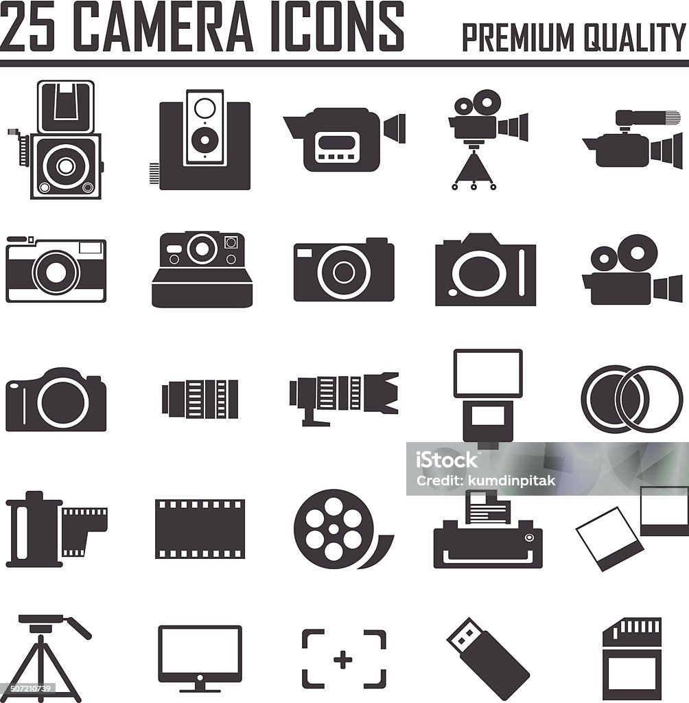 25 camera icons, premium quality Home Video Camera stock vector