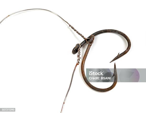 Old Rusty Fish Hooks In Form Of Heart Stock Photo - Download Image