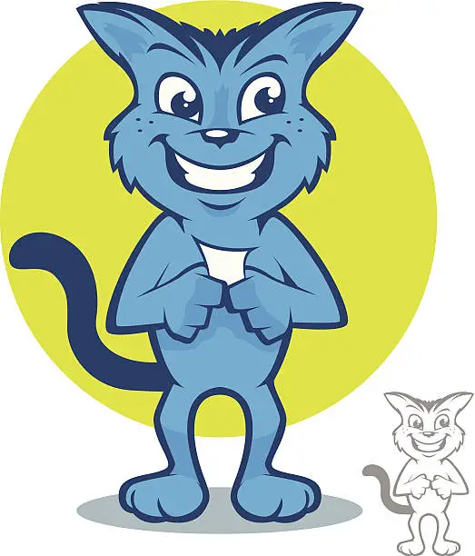 Vector illustration of Blue Cat Cartoon