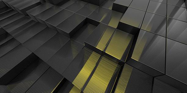 istock Abstract black and yellow glass background of 3d blocks 507211947