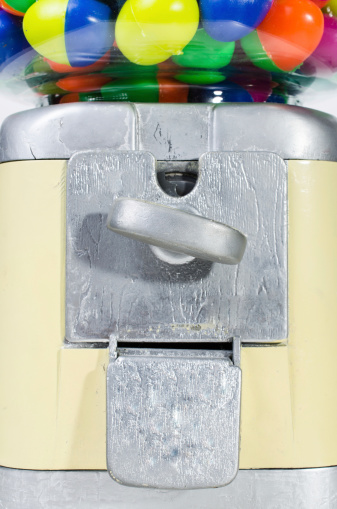 Close up of Vintage Eggs Slot Machine isolate on White Background .