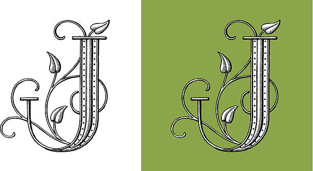 Letter J - Original Decorative TypeFace, monogram vector art illustration