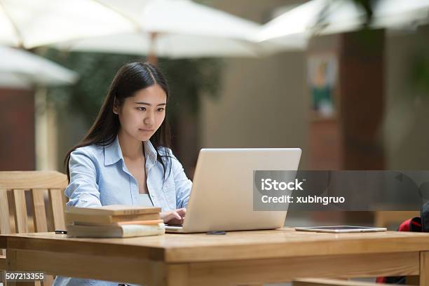 Asian Female Students On Outdoor Coffee Hall Stock Photo - Download Image Now - 20-29 Years, Adult, Asian and Indian Ethnicities