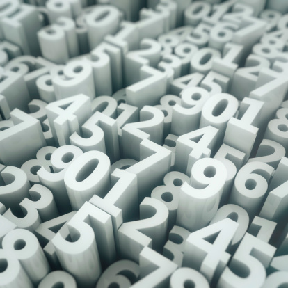 Array of extruded digits with shallow depth of field