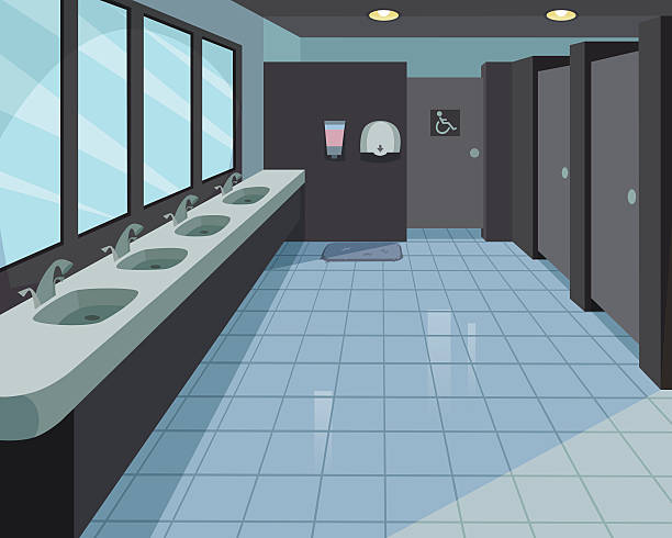 Public Toilet A vector cartoon background of a public restroom bathroom clipart stock illustrations