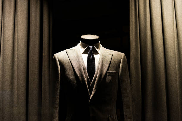 business suit store window display.