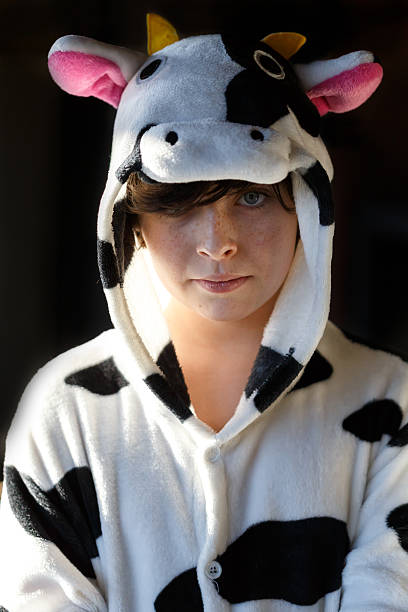 istock Child with cow pajamas 507217394