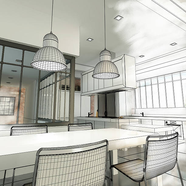 Wireframe Kitchen 50+ City Style Kitchens With Islands Stock Photos, Pictures & Royalty ...