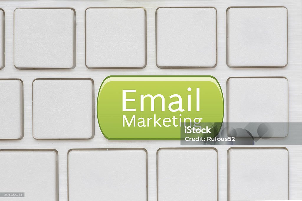 Email Marketing Button on Computer Keyboard Achievement Stock Photo