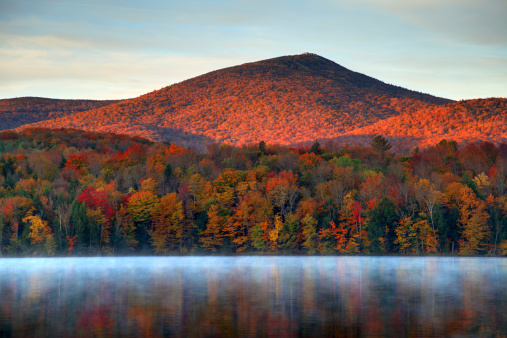 Soft autumn light on the Green Mountains in the Town of Killington, Vermont