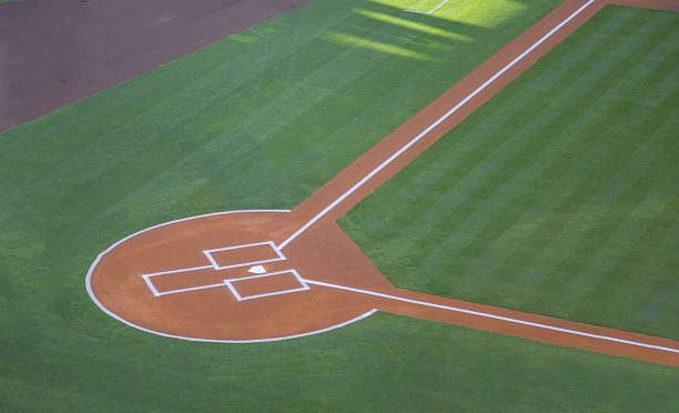 baseball field An empty baseball field prepped for the start of the game diamond shaped photos stock pictures, royalty-free photos & images