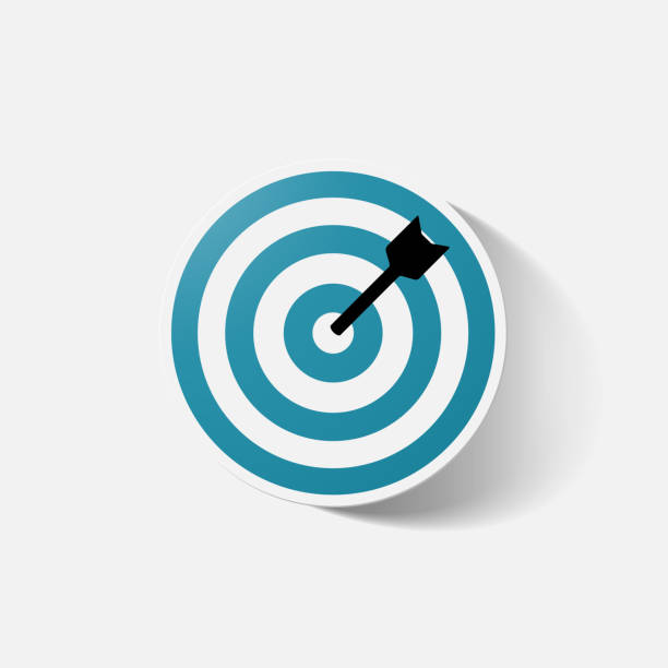 Paper clipped sticker: darts target vector art illustration