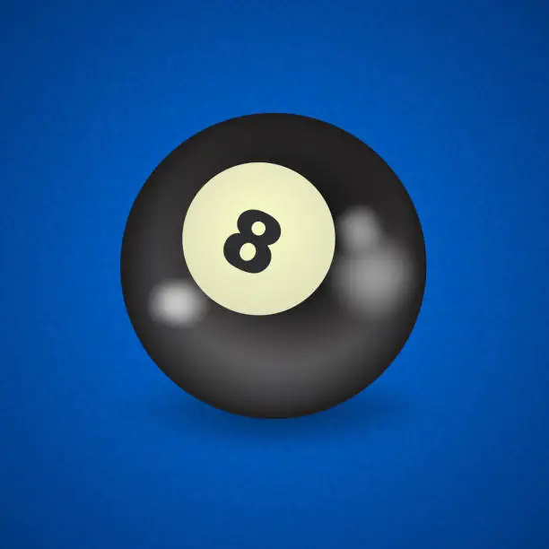 Vector illustration of set of billiard balls, billiards, American ball number 8