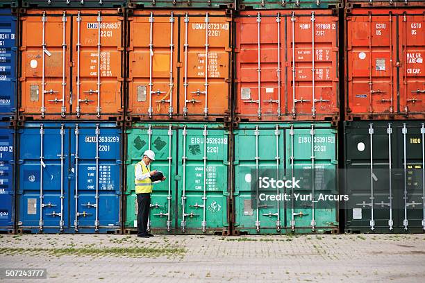Ensuring All Legal Customs Rules Are Met Stock Photo - Download Image Now - Cargo Container, Freight Transportation, Container