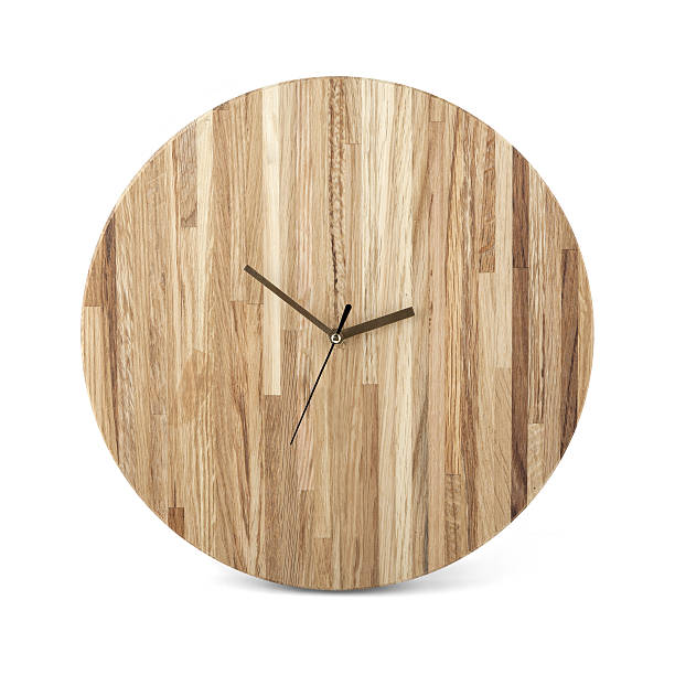 istock Wooden round wall watch - clock isolated on white background 507246388