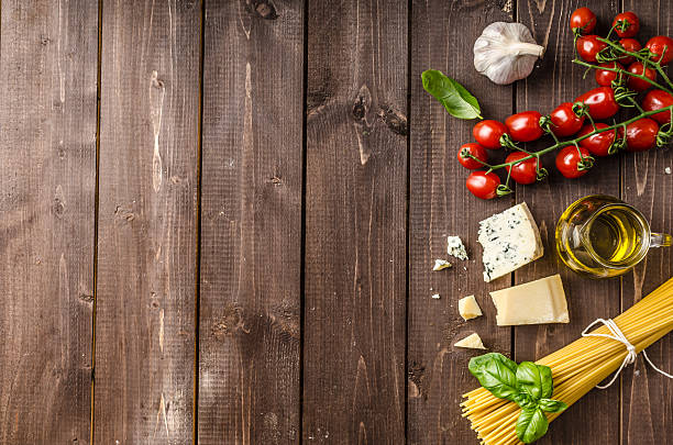 istock Still life photo, background with pasta and cheese 507246664