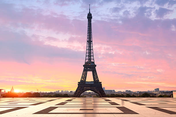 Paris , Eiffel tower at sunrise stock photo