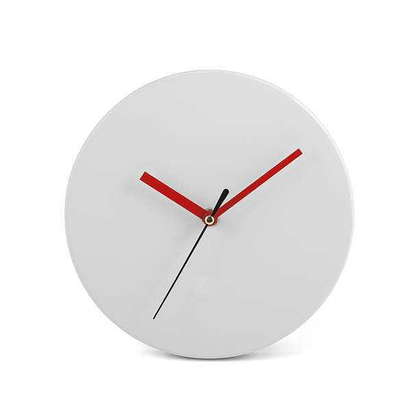 White simple round wall clock watch isolated on white backgroud