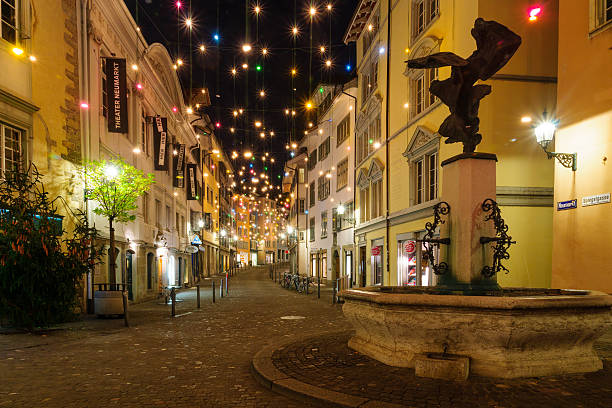 Street at Christmas, Zurich stock photo