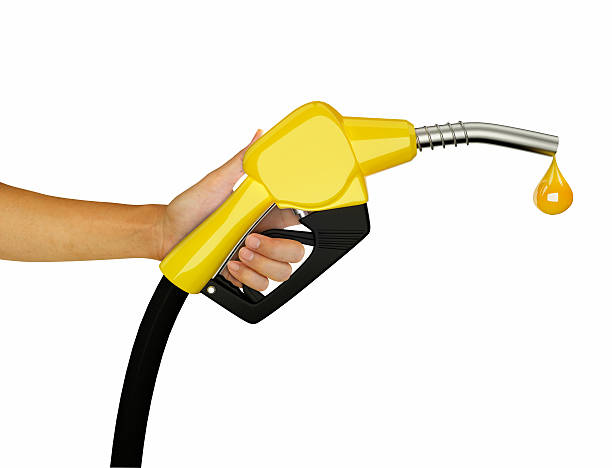 istock Hand holding Fuel nozzle pouring  isolated on white background 507248992