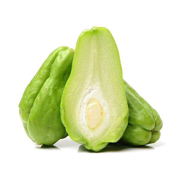 istock Chayotes with cross section on white. 507250226