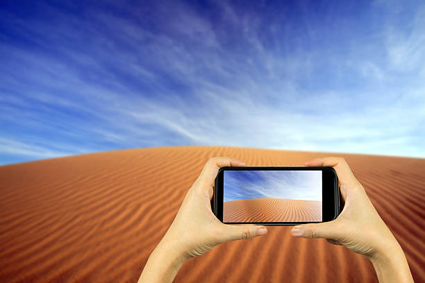 Taking photo on smart phone concept.