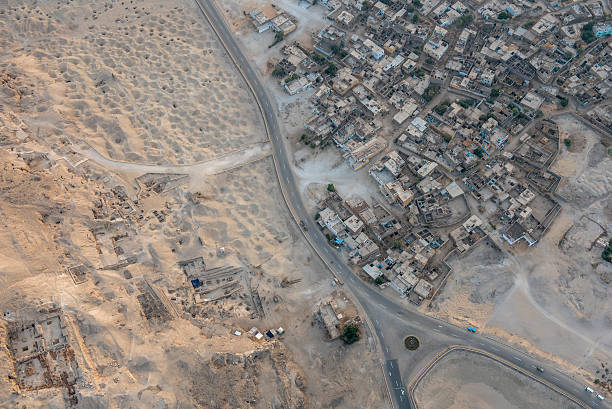 Village and desert, Luxor, Egypt stock photo