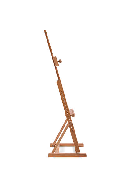 istock Wooden painter easel isolated on white. Side wiev 507253152