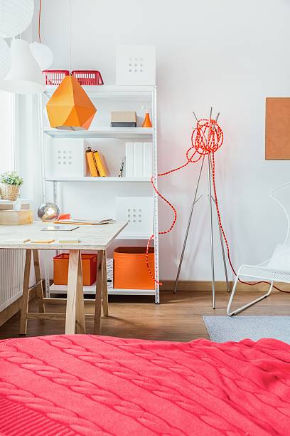 istock Red bedcover in modern bedroom 507254530