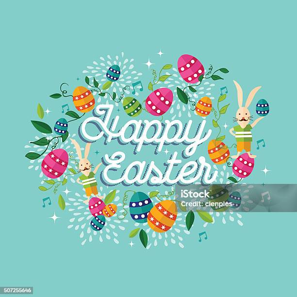 Happy Easter Spring Time Illustration Background Stock Illustration - Download Image Now - Animal Egg, Backgrounds, Celebration