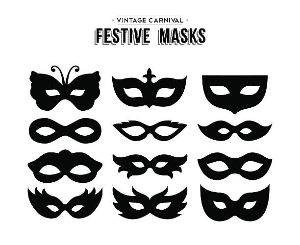 festlich karneval maske isoliert silhouetten satz - opera music mask carnival stock-grafiken, -clipart, -cartoons und -symbole