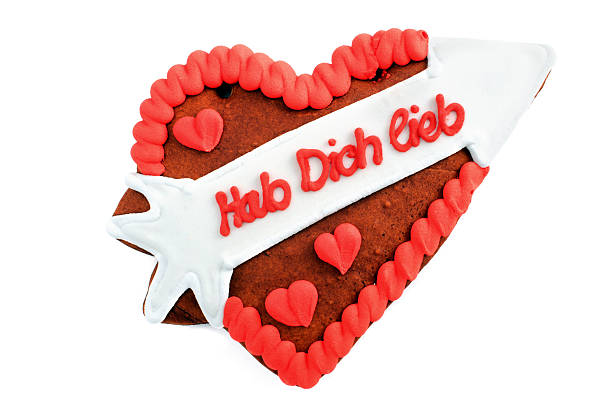 istock Gingerbread heart cake with i love you arrow 507256082
