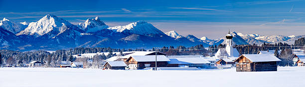 istock panorama landscape in Bavaria at winter 507257632
