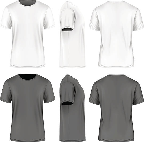 남성 반소매 티셔츠. - t shirt men template clothing stock illustrations