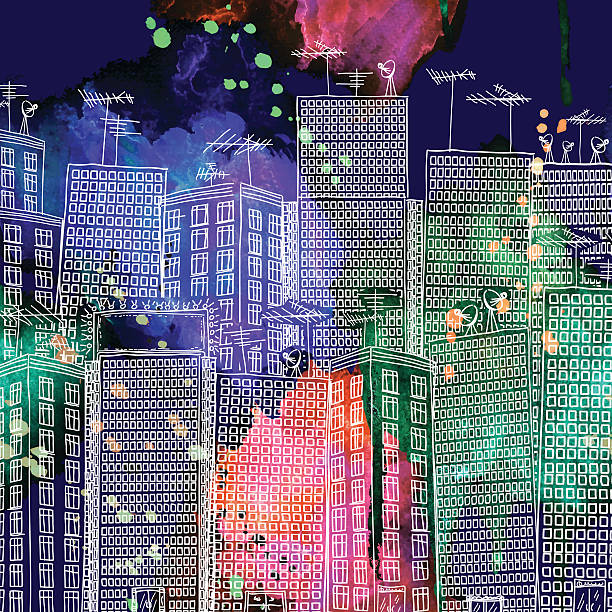istock Doodled Hand Drawn City On A Watercolor Background 507260868