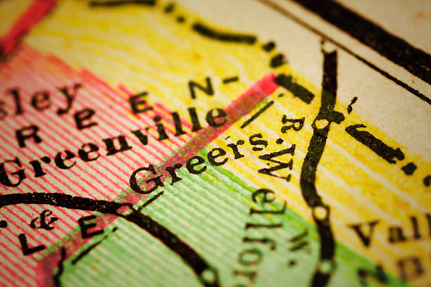 istock Greer, South Carolina on an Antique map 507261076