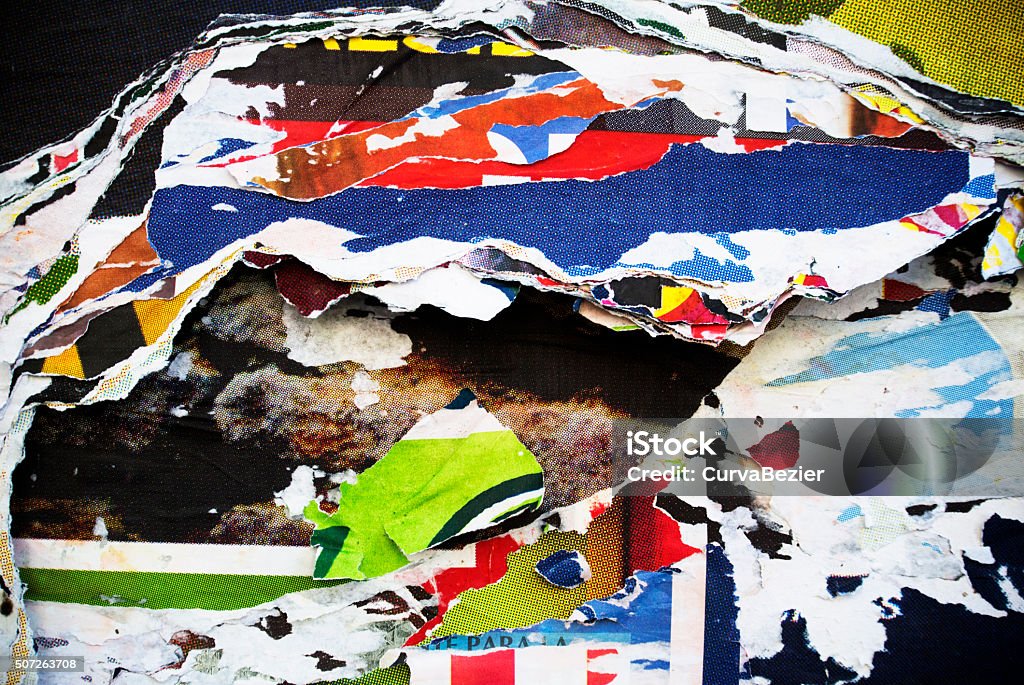 Random Paper Collage Random Background Collage Paper Typography Texture On Wall Stock Photo ...